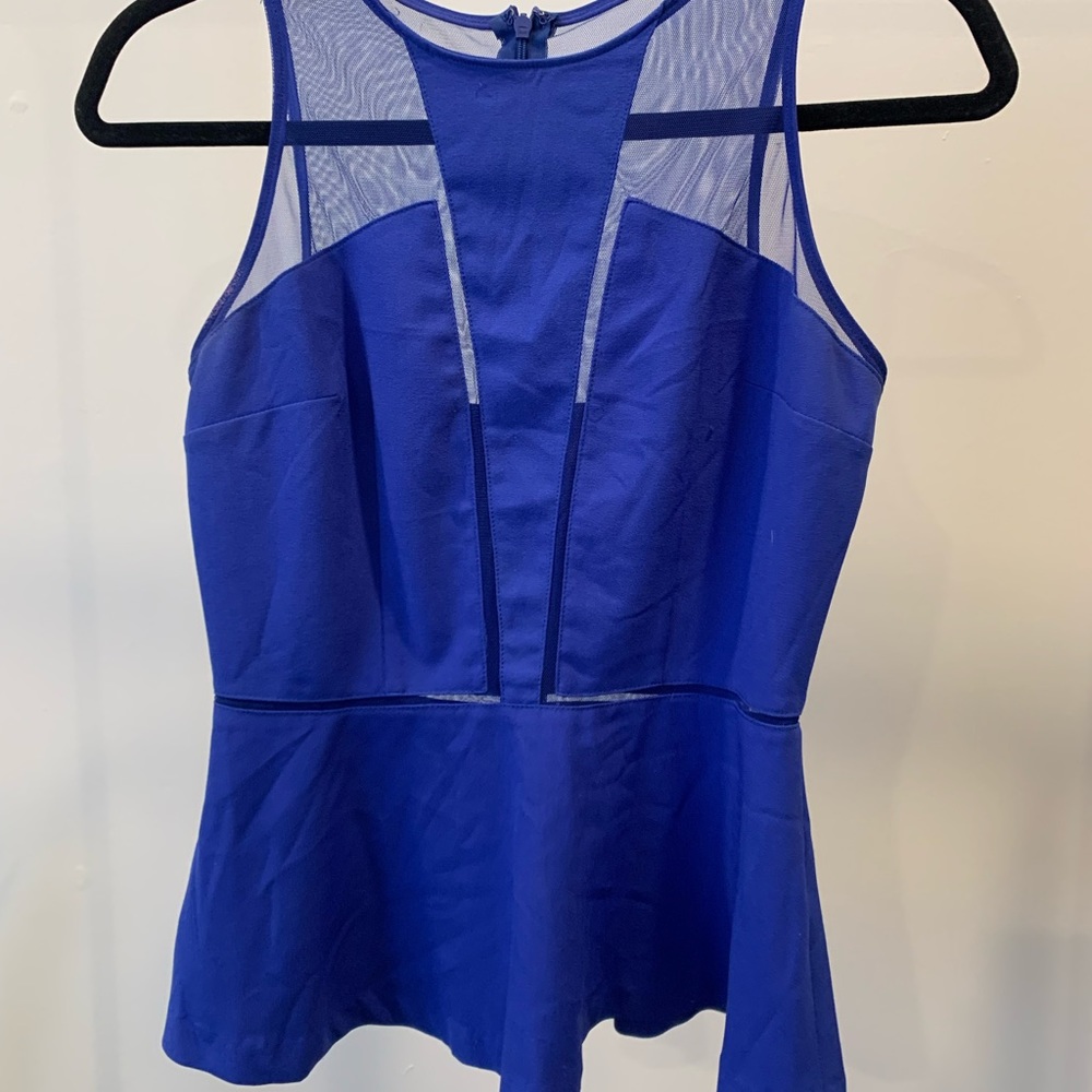 Dynamite Peplum Top with Mesh Cutouts